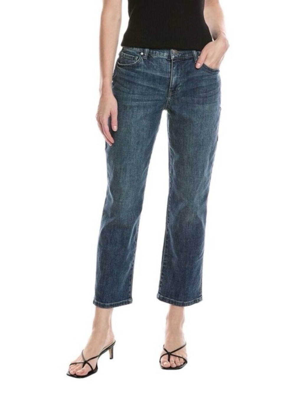 CAbi Women's Cropped Straight-Leg Jeans in Dark Blue Wash